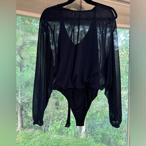 EXPRESS sheer long sleeve with attached body suit